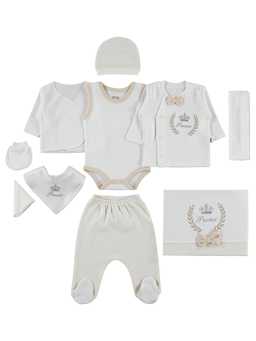 Baby Prens 10'lu Zıbın Setleri - Kahverengi