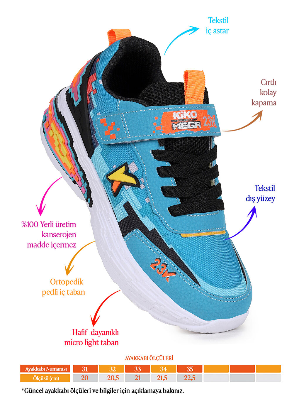 Turkuaz Craft Günlük Cırtlı Erkek Çocuk Spor Ayakkabı-1