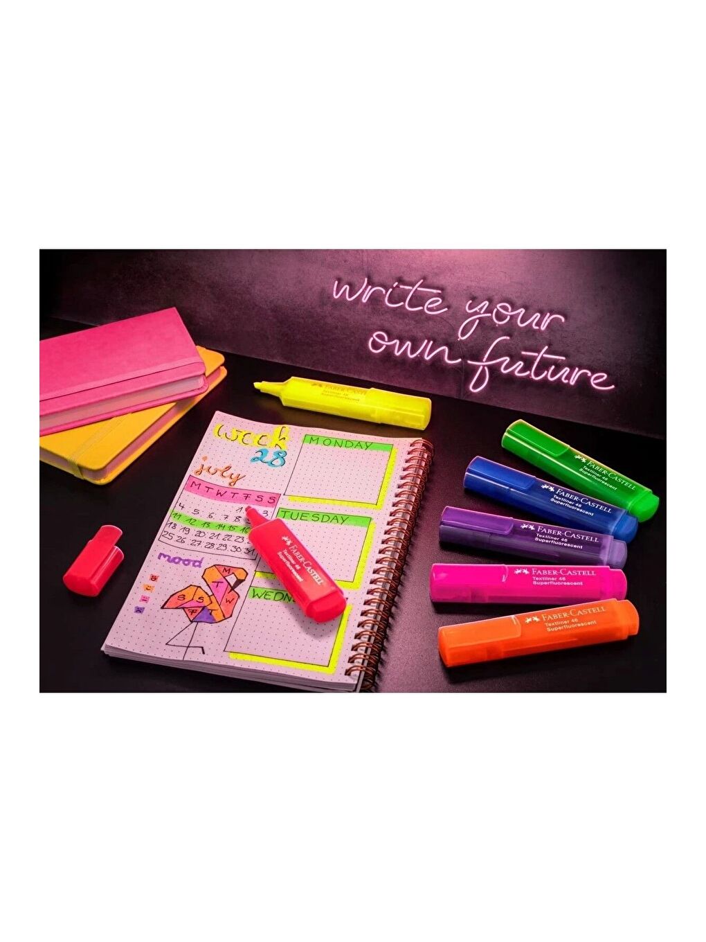 Fosforlu Kalem Seti, 8’li, Şeffaf Renkler, Su Bazlı Mürekkep, Kesik Uç, 3 Farklı Çizgi Kalınlığı-1