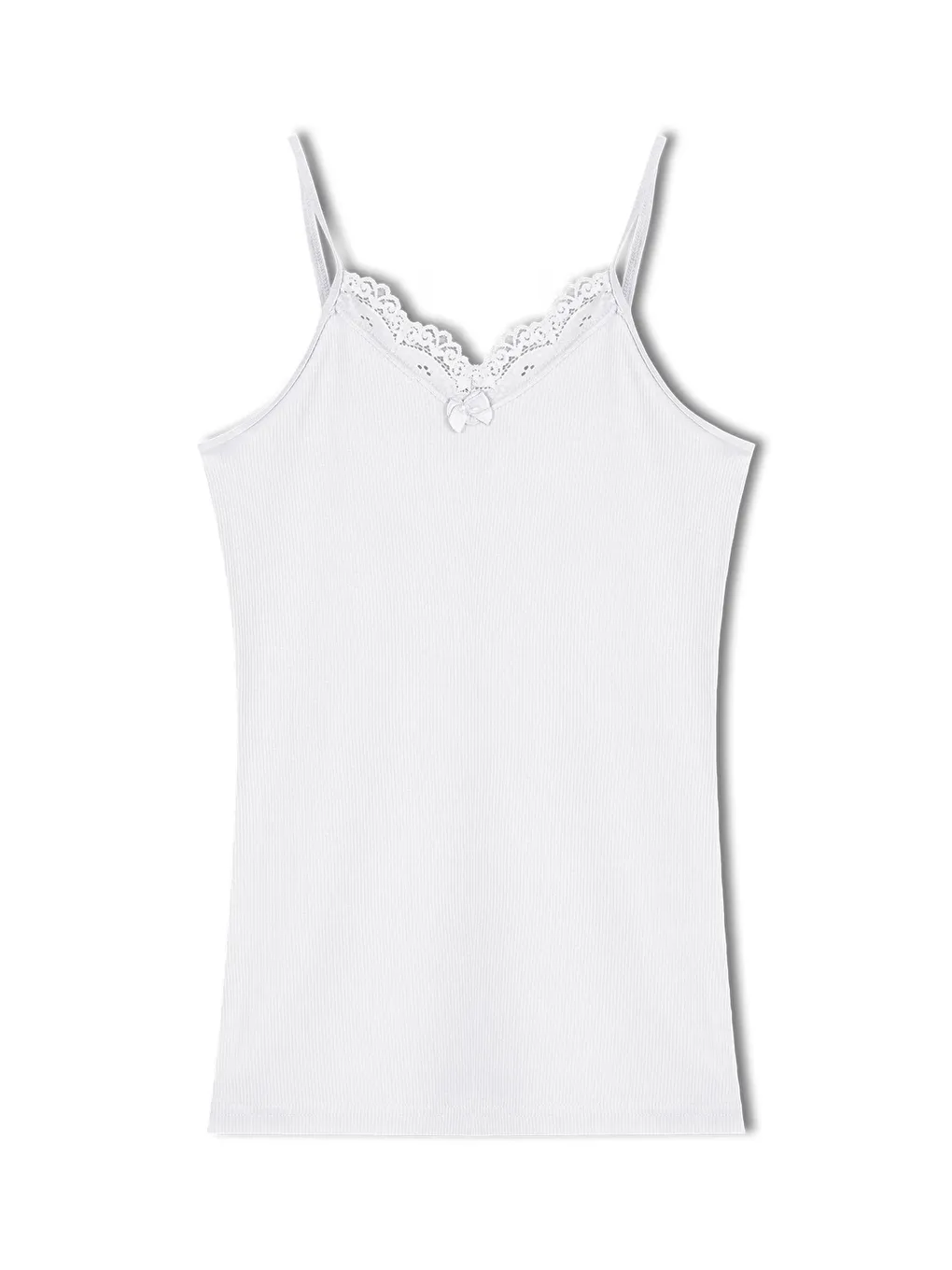 Beyaz Kaşkorse Yakası Dantel İnce Askılı Kadın Atlet