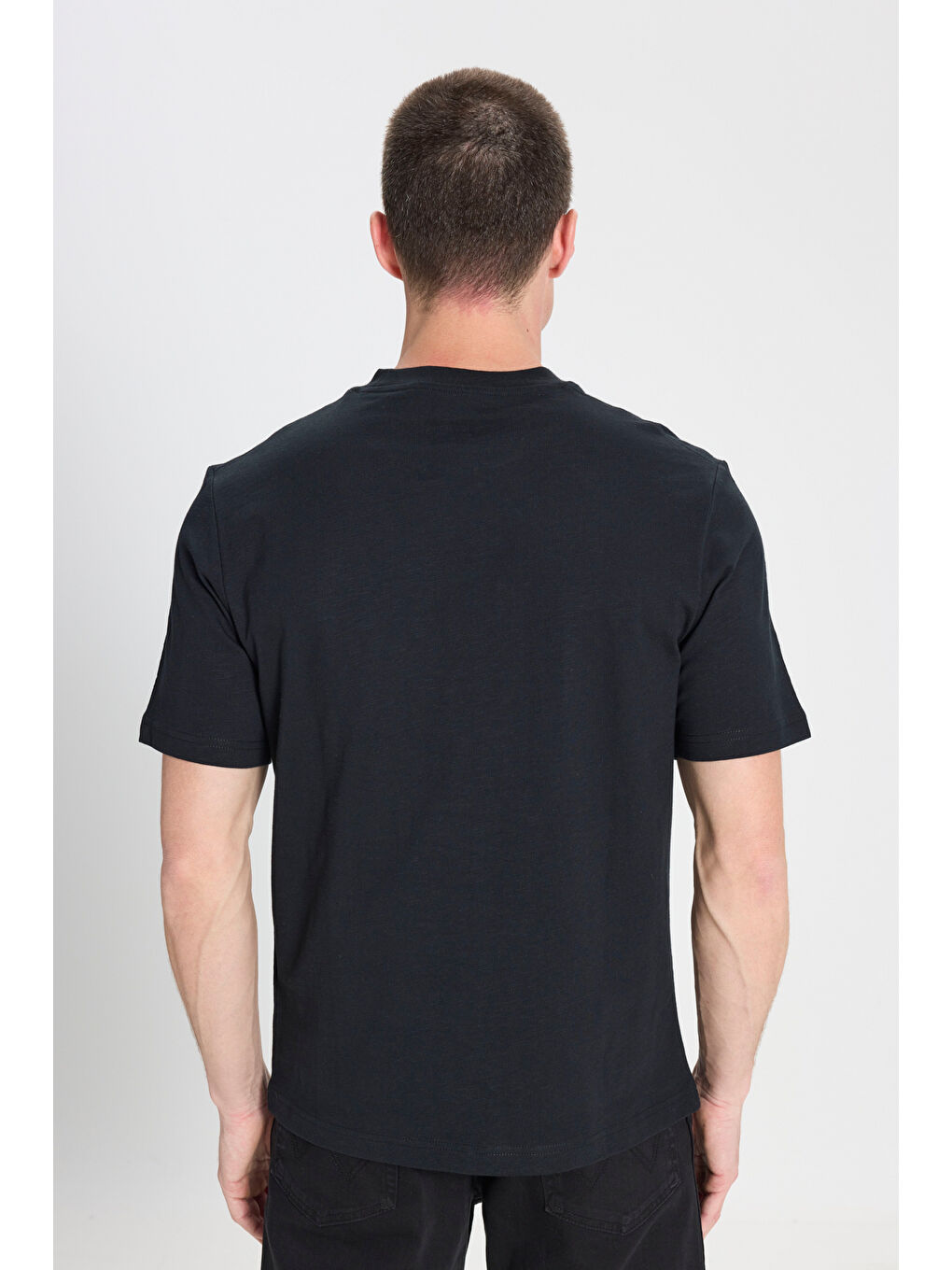 Regular Fit Bisiklet Yaka %100 Pamuk Siyah Tişört-4