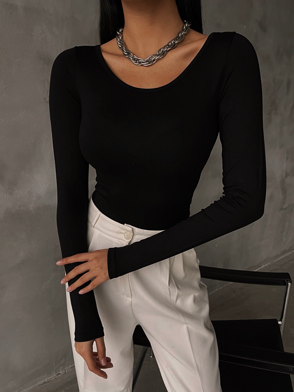 Kadın Siyah Prenses Yaka Bluz-1