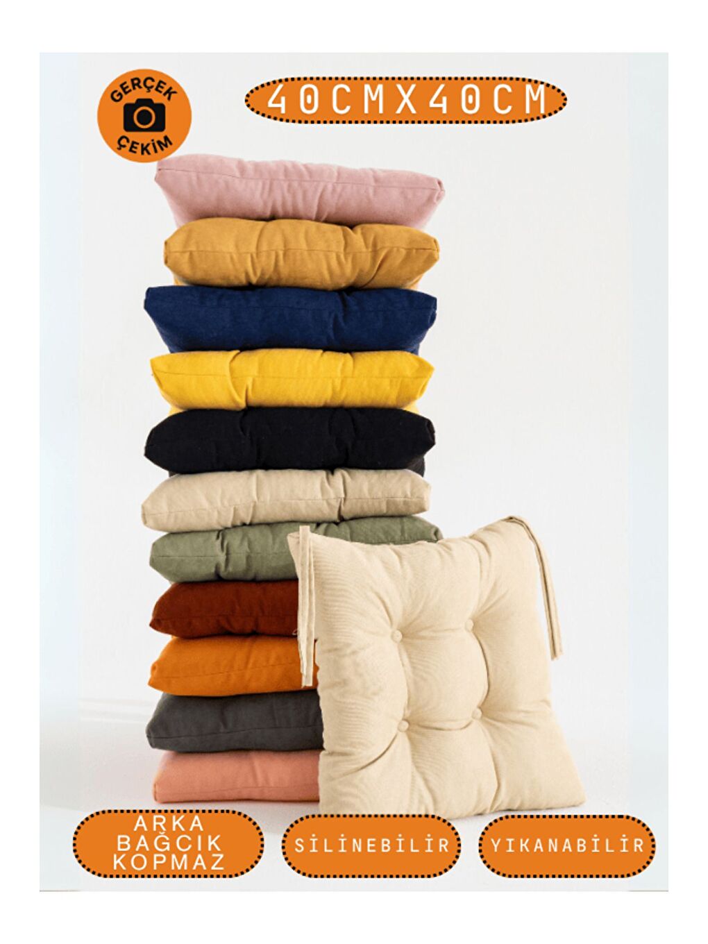 Bej 4’lü Pastello Sandalye Minderi 40x40-6