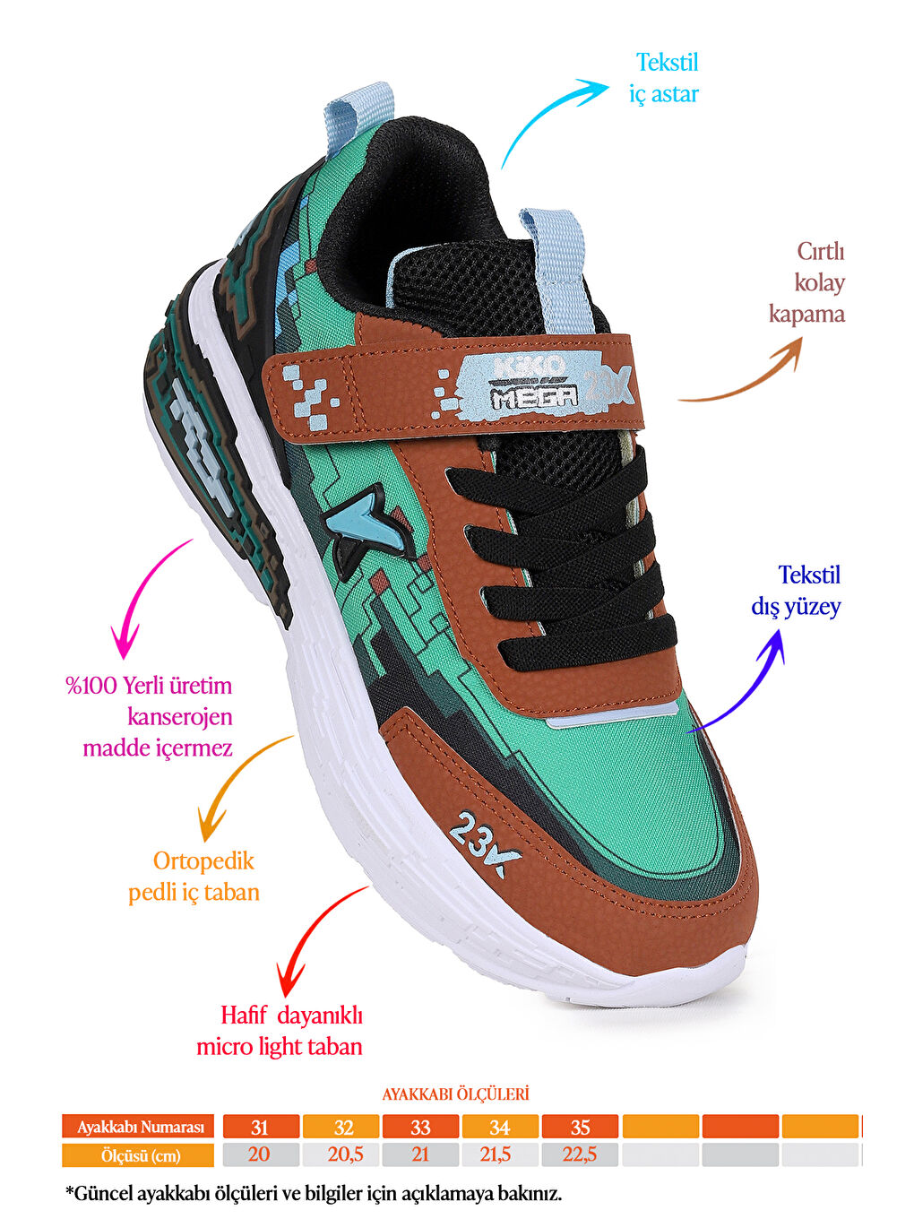 Kahverengi Craft Günlük Cırtlı Erkek Çocuk Spor Ayakkabı-1