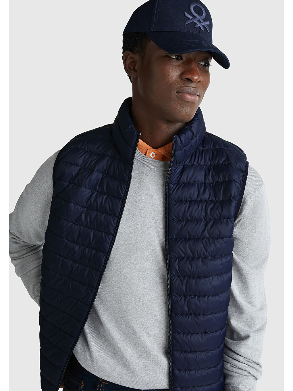 Erkek Lacivert Polyester Dolgulu Regular Fit Yelek-4