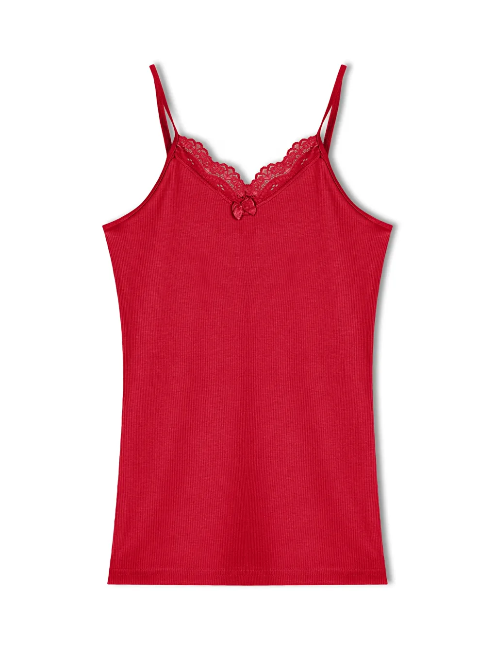 Kırmızı Kaşkorse Yakası Dantel İnce Askılı Kadın Atlet