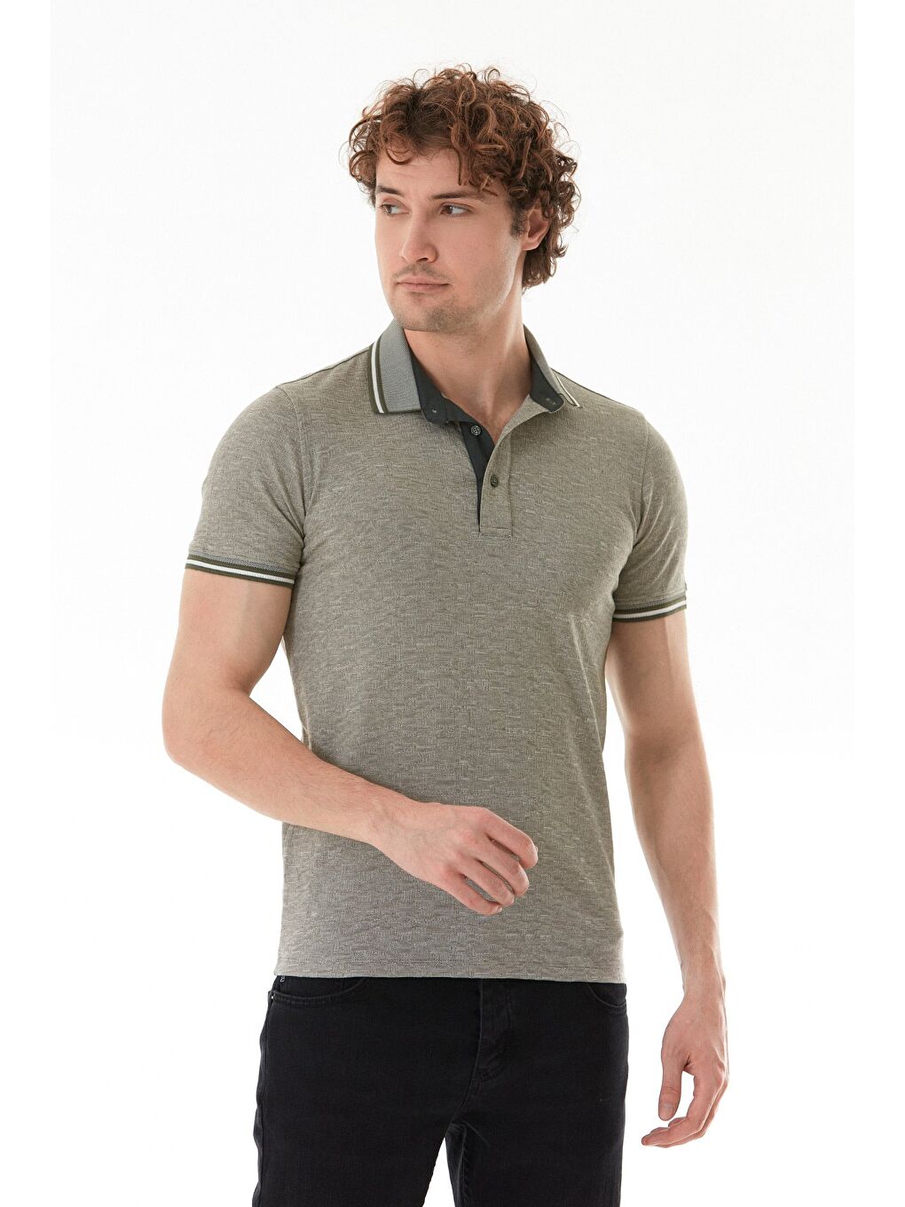 Haki Süprem Kumaş Slim Fit Polo Yaka Tişört