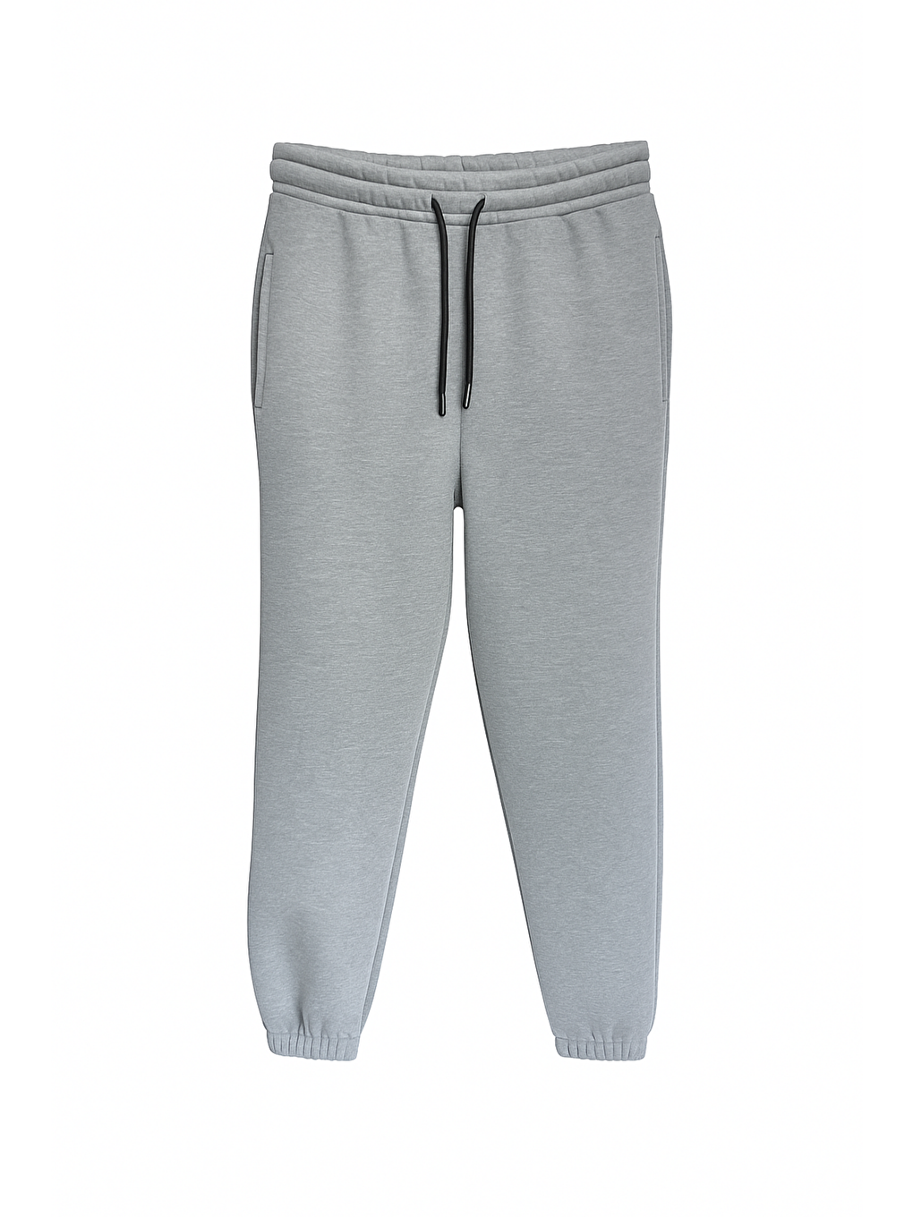 Gri Kadın Pamuklu 3 İplik Lastik Paça Cepli Yüksek Kalite Şardonlu Kalın Eşofman Altı