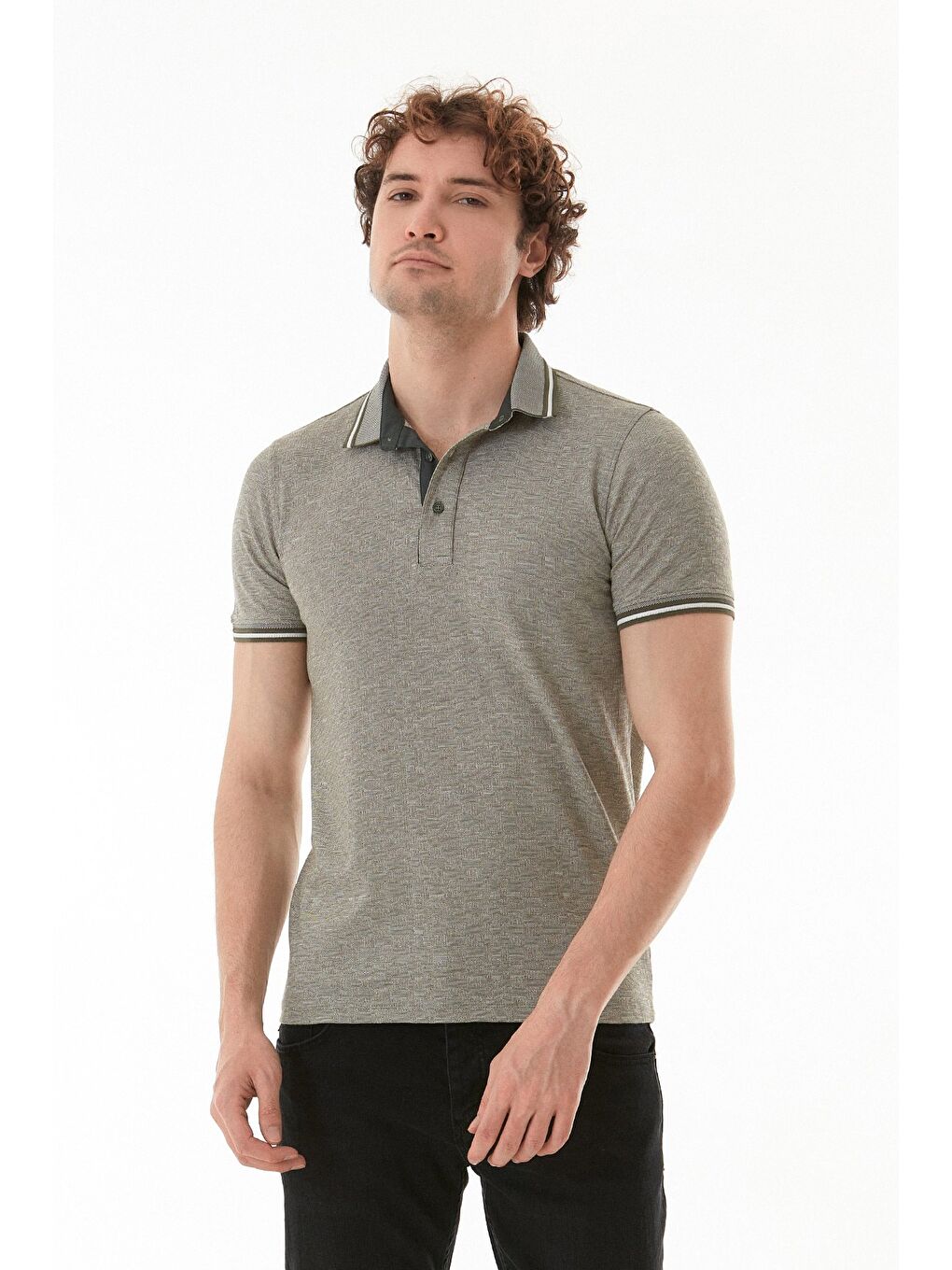Haki Süprem Kumaş Slim Fit Polo Yaka Tişört-1