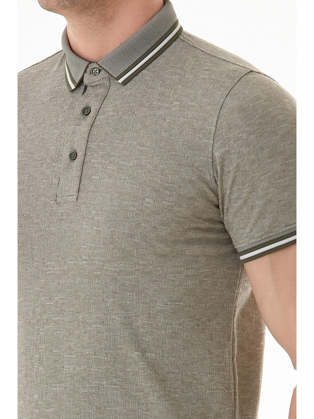 Haki Süprem Kumaş Slim Fit Polo Yaka Tişört-4