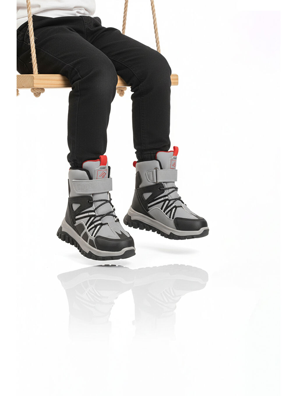 Gri Cırtlı Kaymaz Taban Unisex Çocuk Bot Hilly P-2