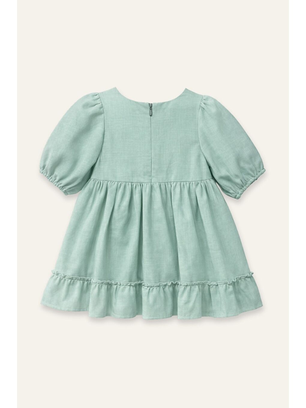 Yeşil Kız Çocuk Fiyonklu Elbise  - Mint-2