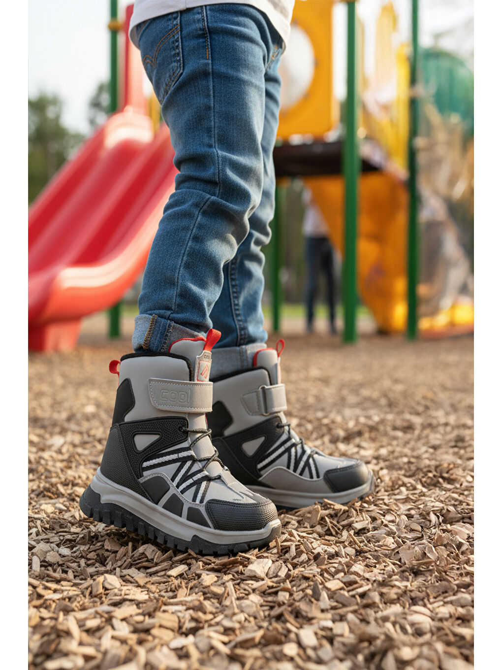 Gri Cırtlı Kaymaz Taban Unisex Çocuk Bot Hilly P-3