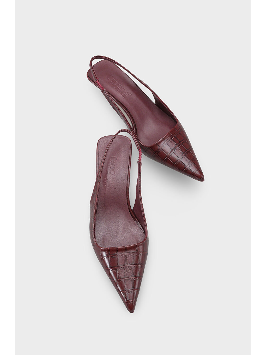 Bordo Lynett Sivri Burunlu Orta Topuklu Arkası Kare Arkadan Bantlı Kadın Ayakkabı-5