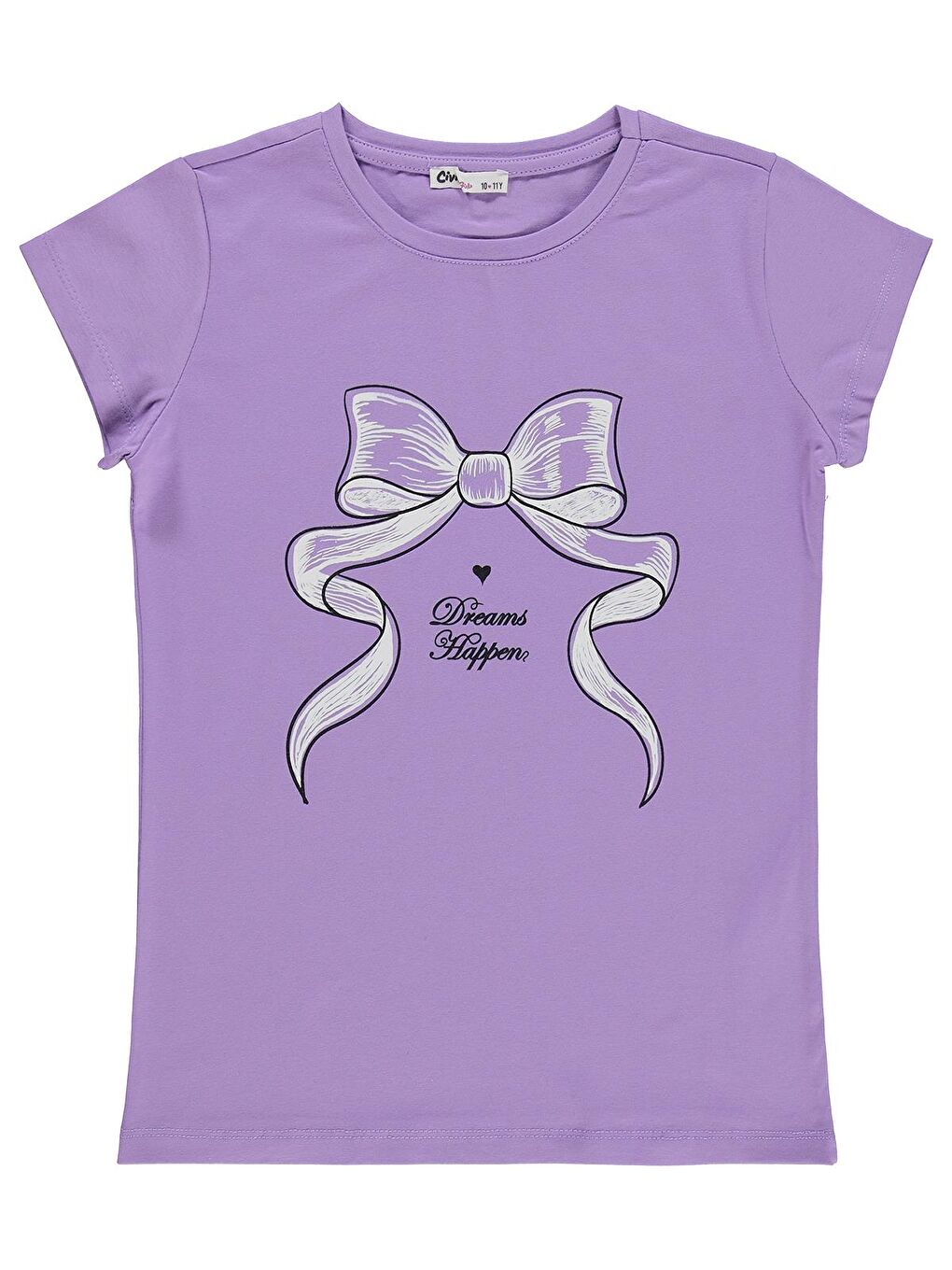 Mor Girls Fiyonk Baskılı 10-13 Yaş Tişört - Lila
