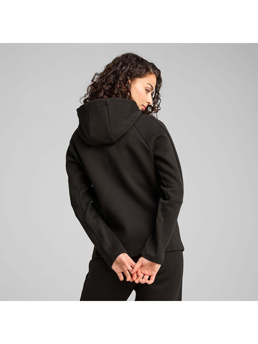 Siyah EVOSTRIPE Kadın Kapüşonlu Ceket-2