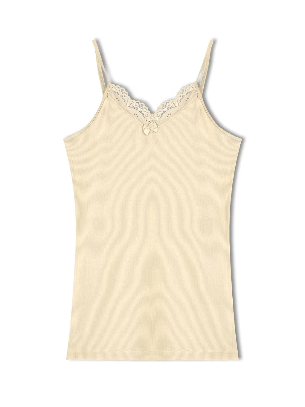 Bej Kaşkorse Yakası Dantel İnce Askılı Kadın Atlet