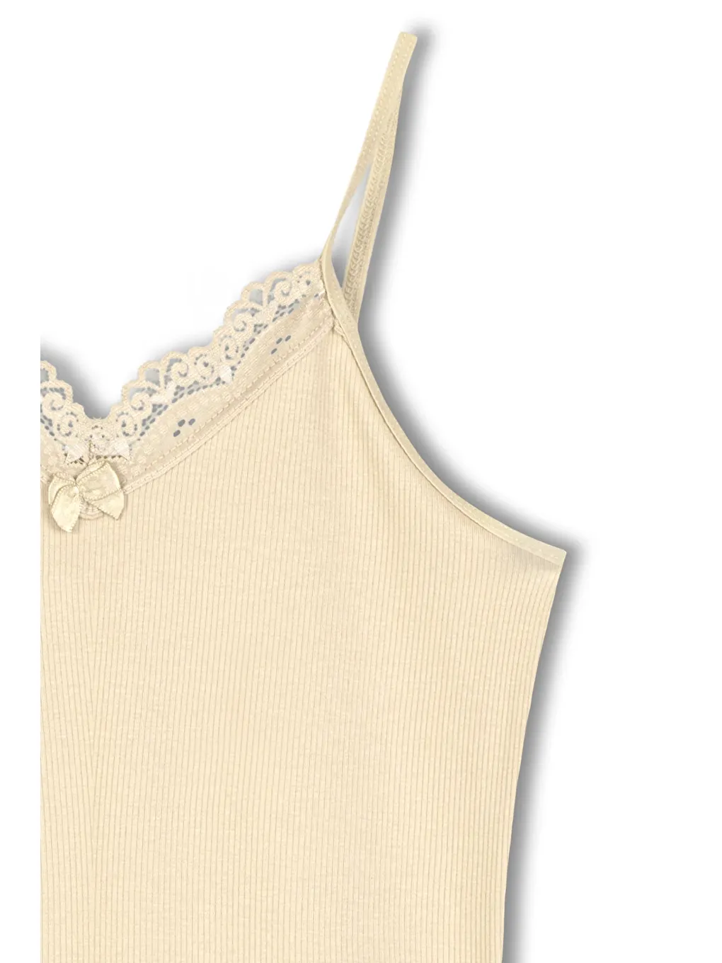 Bej Kaşkorse Yakası Dantel İnce Askılı Kadın Atlet-1