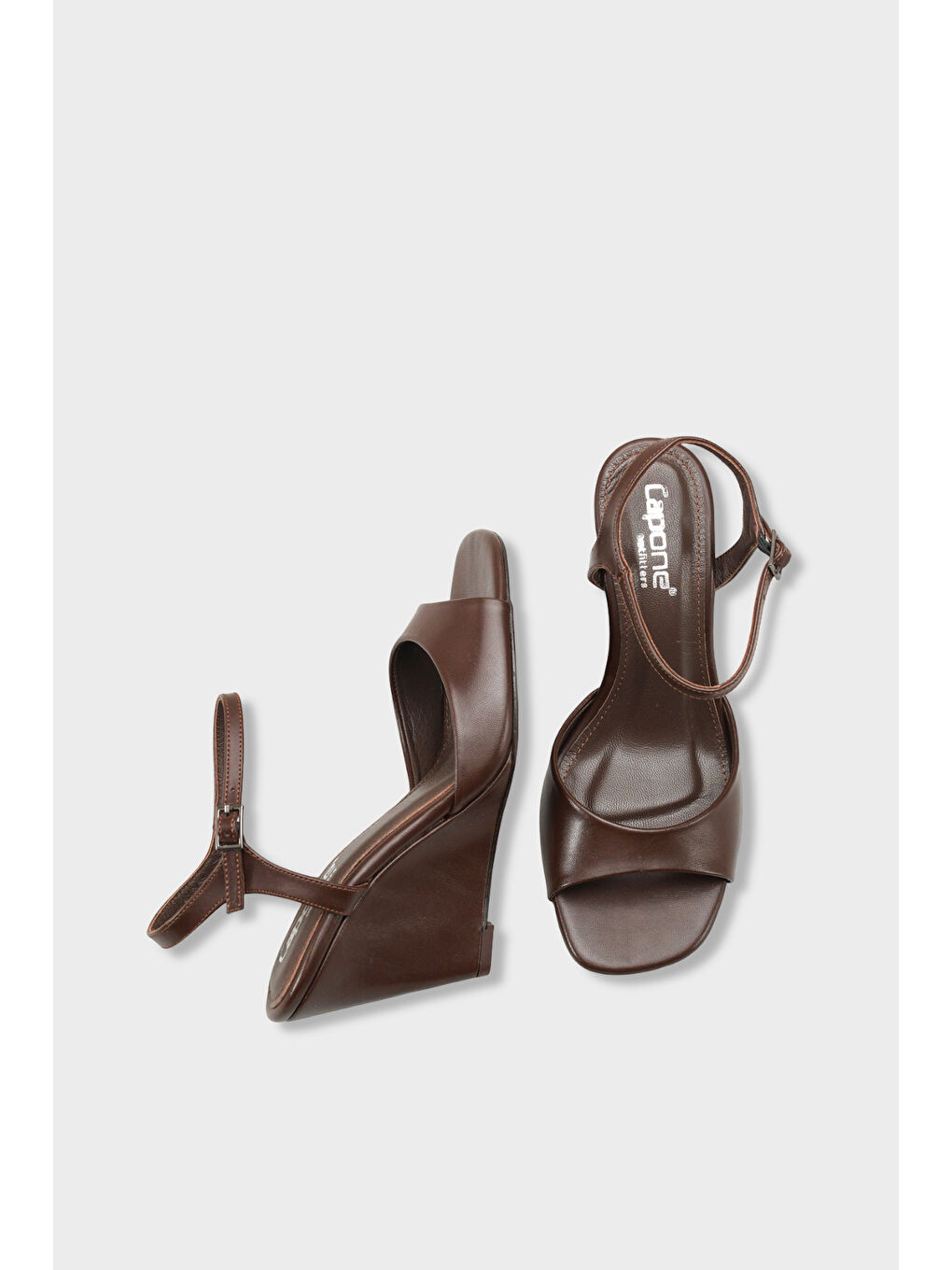 Kahverengi Fanni Hakiki Deri Astarlı Feta Dolgu Topuklu Bilekten Bantlı Kadın Ayakkabı-4