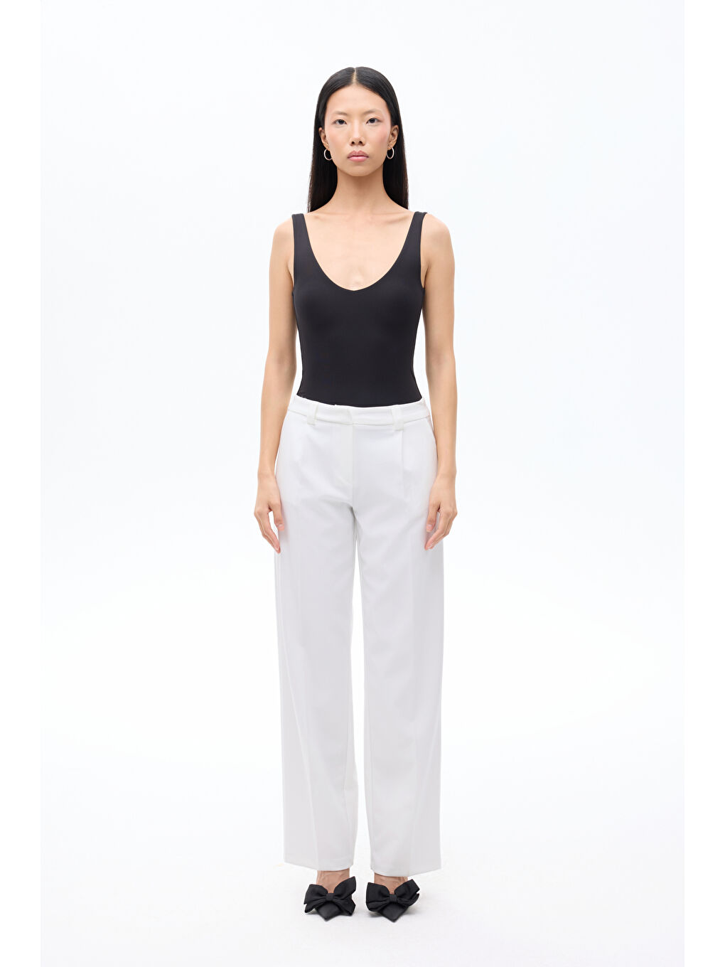 V Yaka Bodysuit Siyah-3