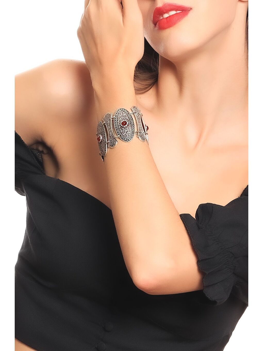 Karışık Kadın Antik Gümüş Kaplama Zincir Bileklik-2