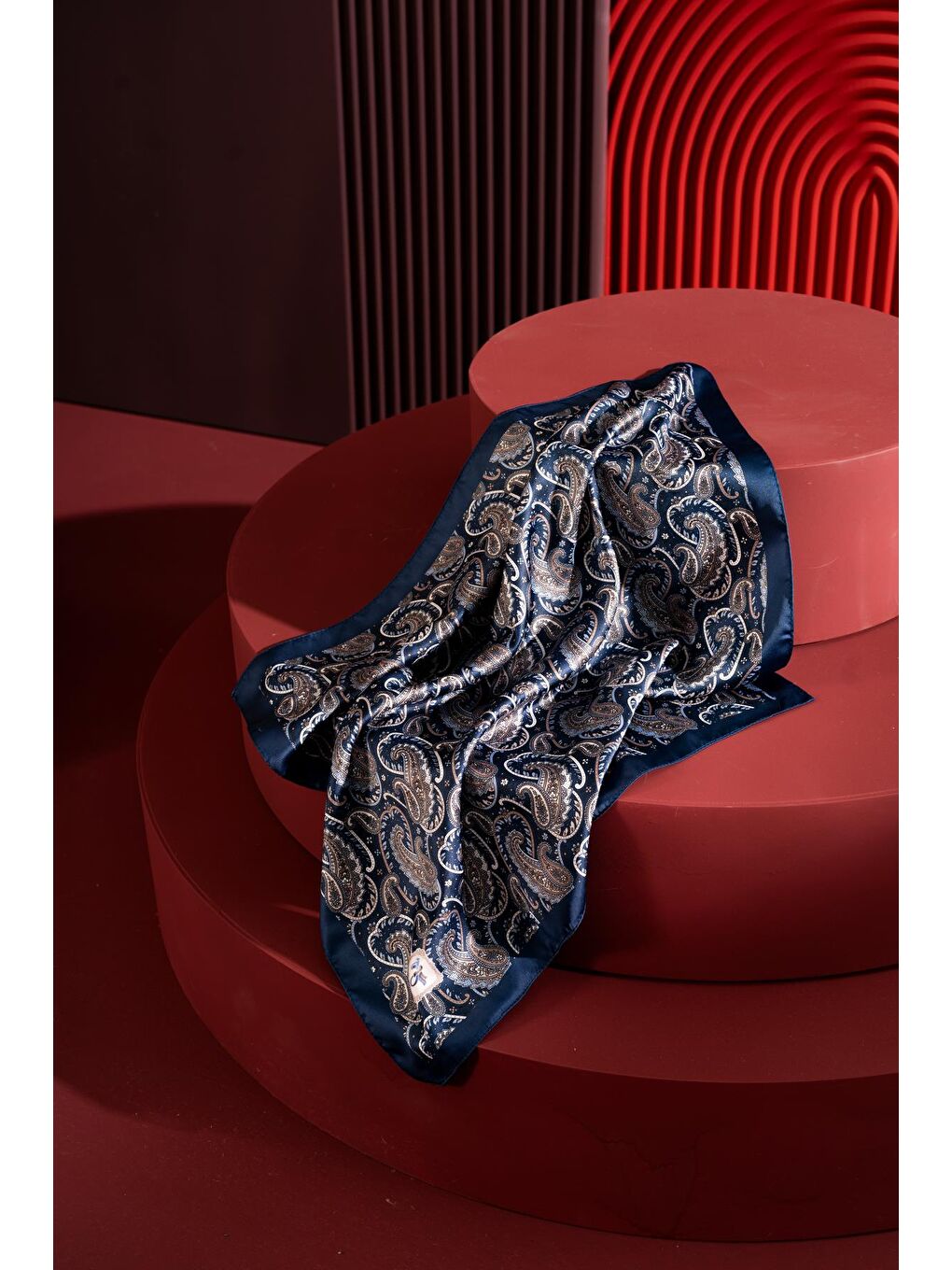 Lacivert Kadın Şal Desen 55*55 cm Bandana & Fular