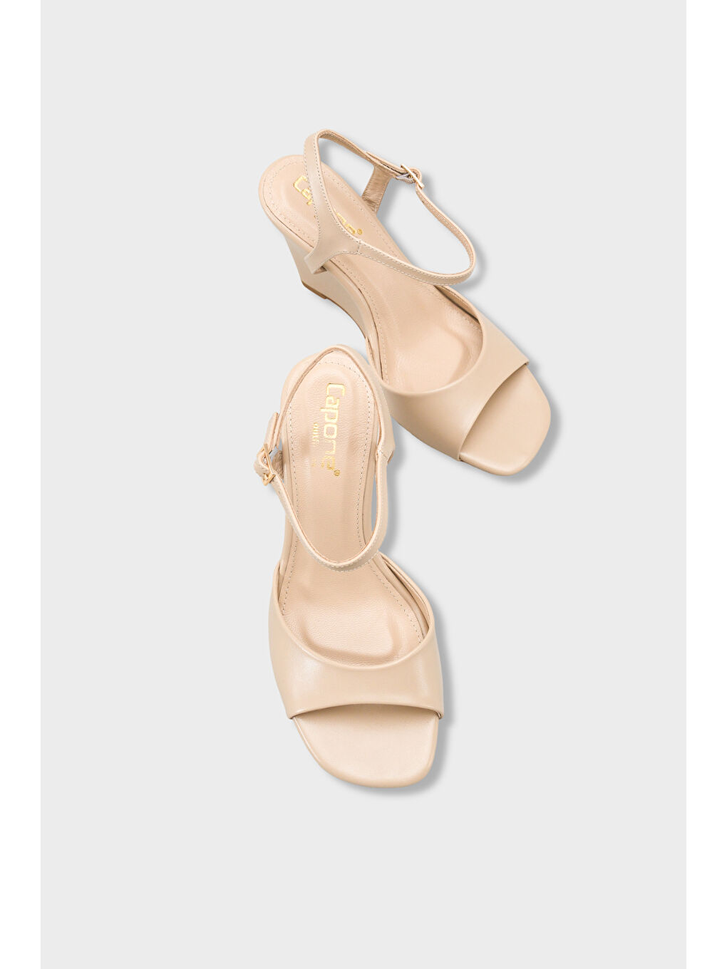 Bej Fanni Hakiki Deri Astarlı Feta Dolgu Topuklu Bilekten Bantlı Kadın Ayakkabı-5