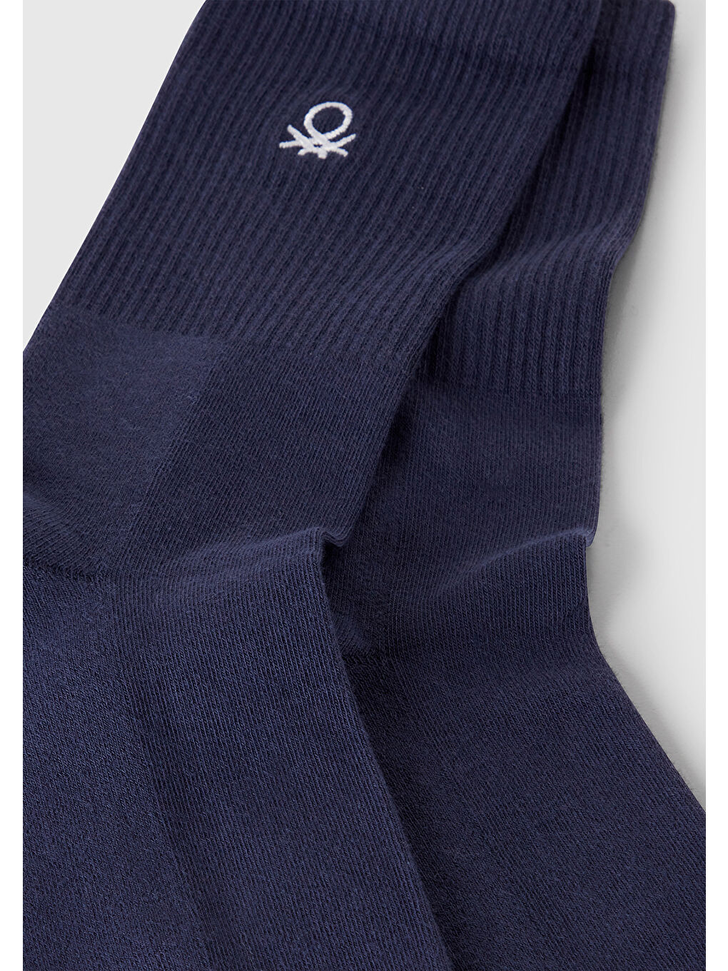 Unisex Lacivert Benetton Logolu Soket Çorap-1