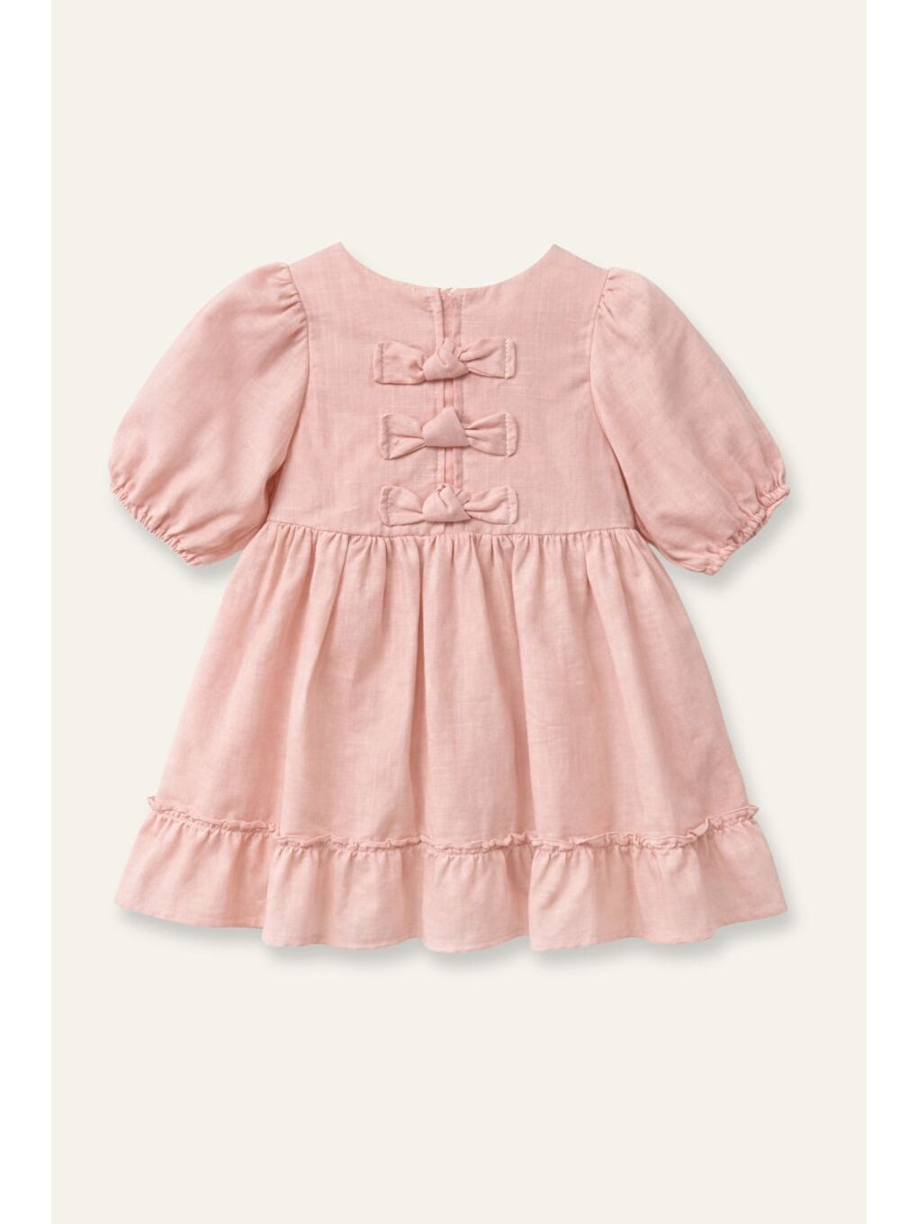 Kız Çocuk Fiyonklu Elbise  - Pembe-2