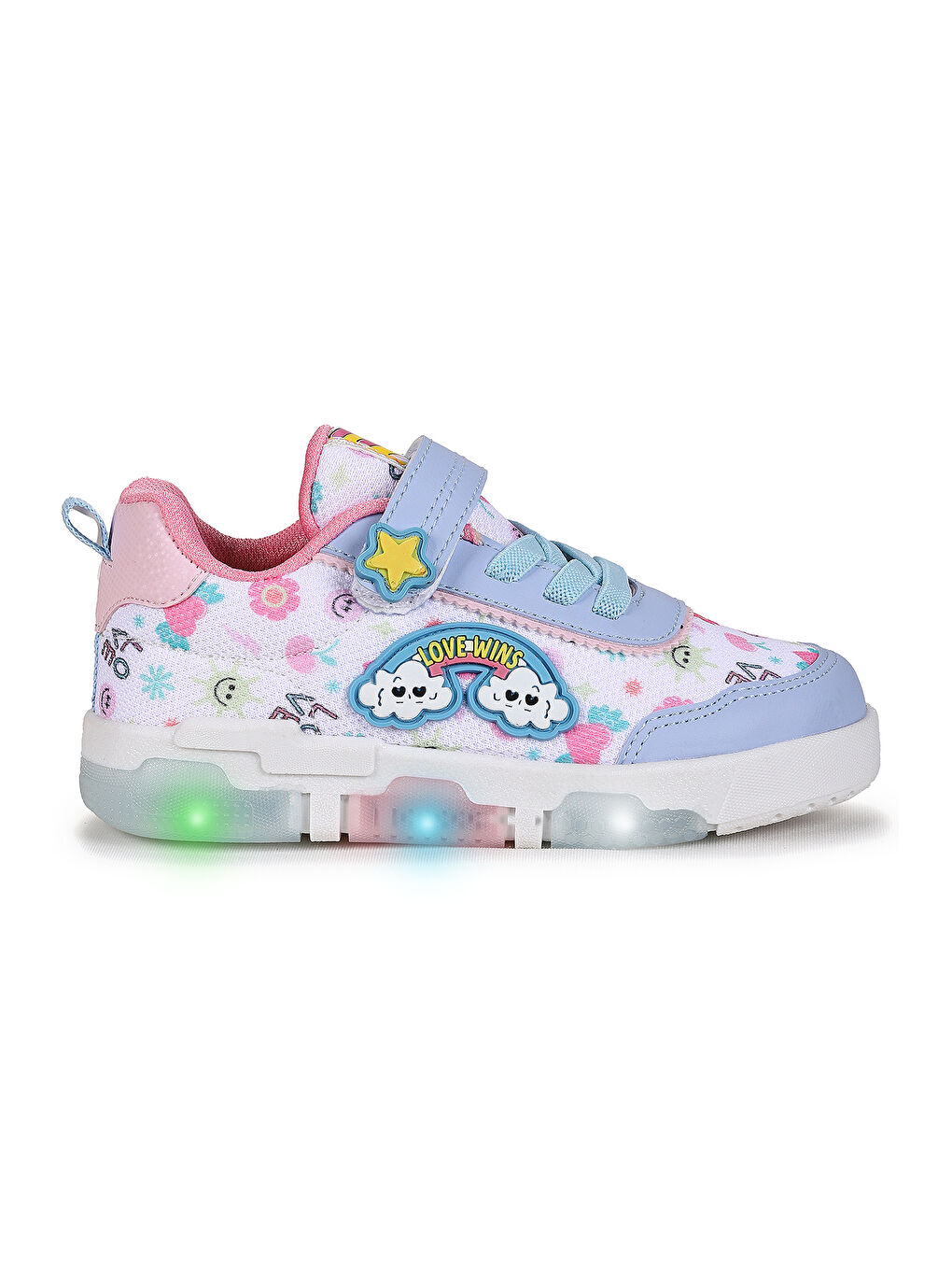 Mavi Bulut Cırtlı Işıklı Kız Çocuk Günlük Spor Ayakkabı-3