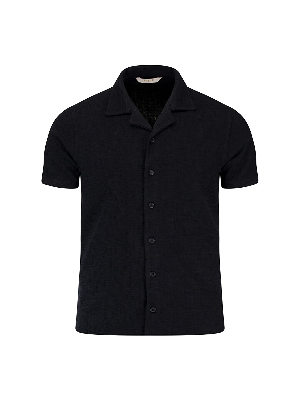 Siyah Regular Fit Apaş Yaka Gömlek