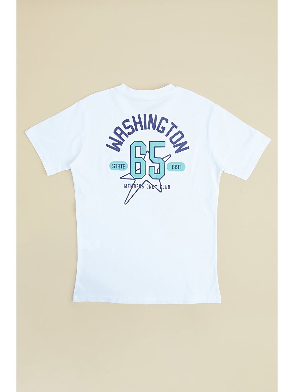 Beyaz Sayı Ve Yazı Baskılı Erkek Çocuk Tişört-1