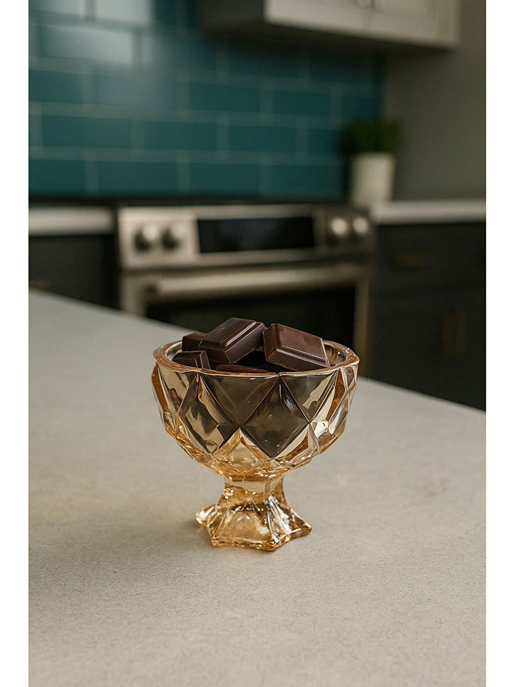 Bej Zarif Rose Gold Ayaklı Cam Kase-1