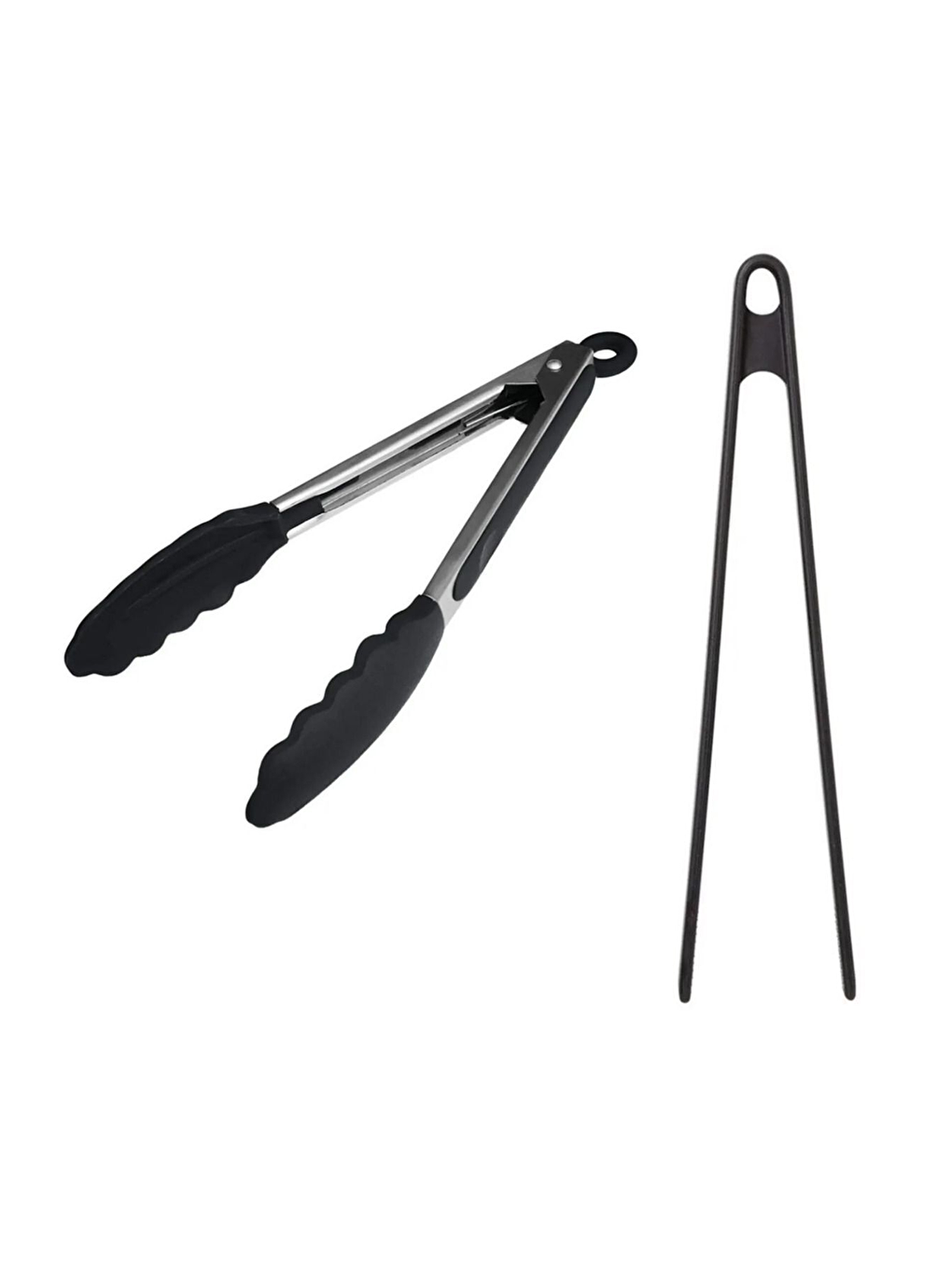 Gri Silikon Uçlu Siyah Metal 2'li Maşa Seti-1