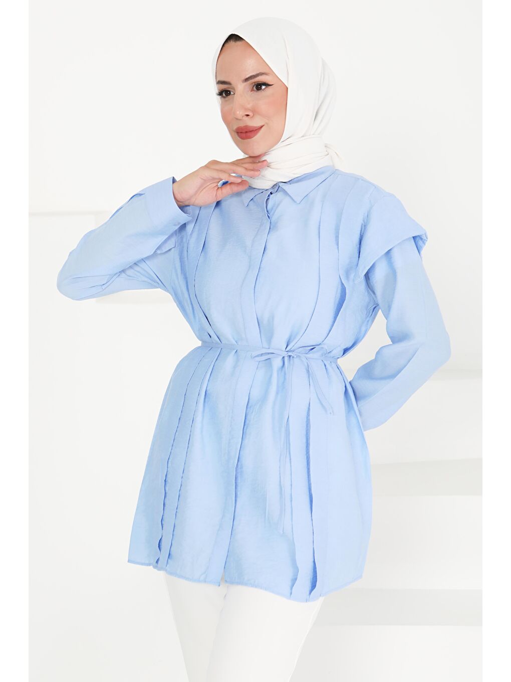 Pileli Tunik Bebe Mavi - 27435