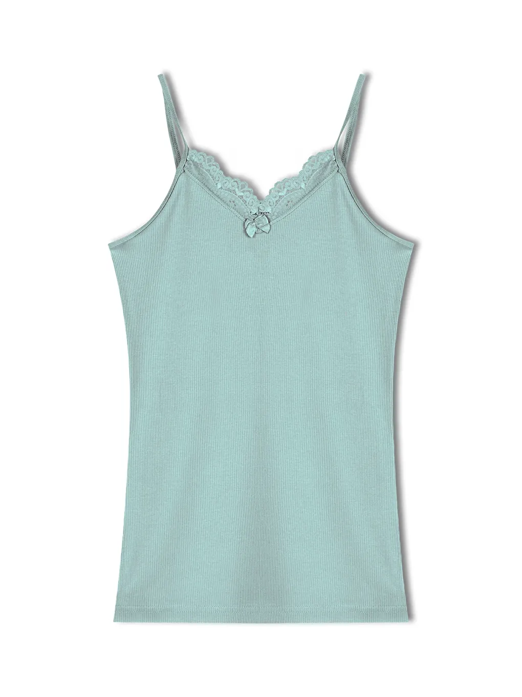 Yeşil Kaşkorse Yakası Dantel İnce Askılı Kadın Atlet