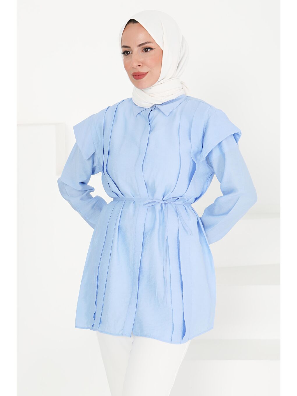 Pileli Tunik Bebe Mavi - 27435-1