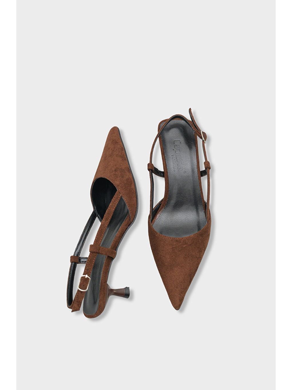 Kahverengi Vitoria Sivri Burunlu Orta Topuklu Arkası Kare Arkadan Bantlı Kadın Ayakkabı-4