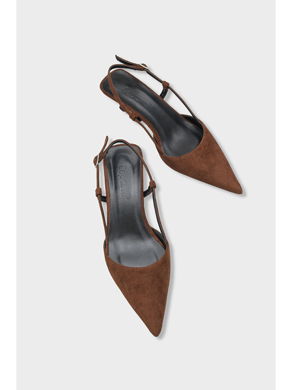 Kahverengi Vitoria Sivri Burunlu Orta Topuklu Arkası Kare Arkadan Bantlı Kadın Ayakkabı-5