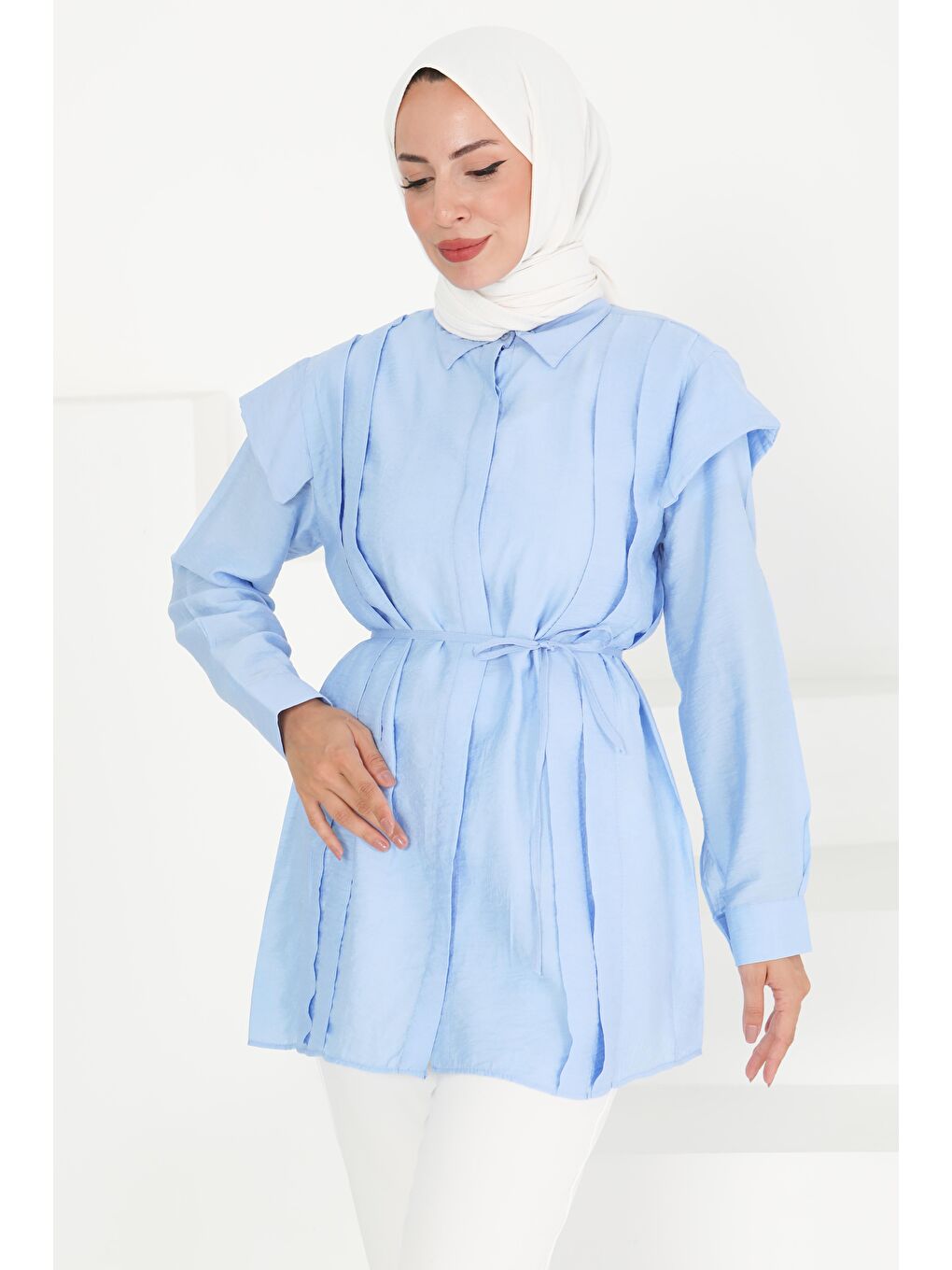 Pileli Tunik Bebe Mavi - 27435-2