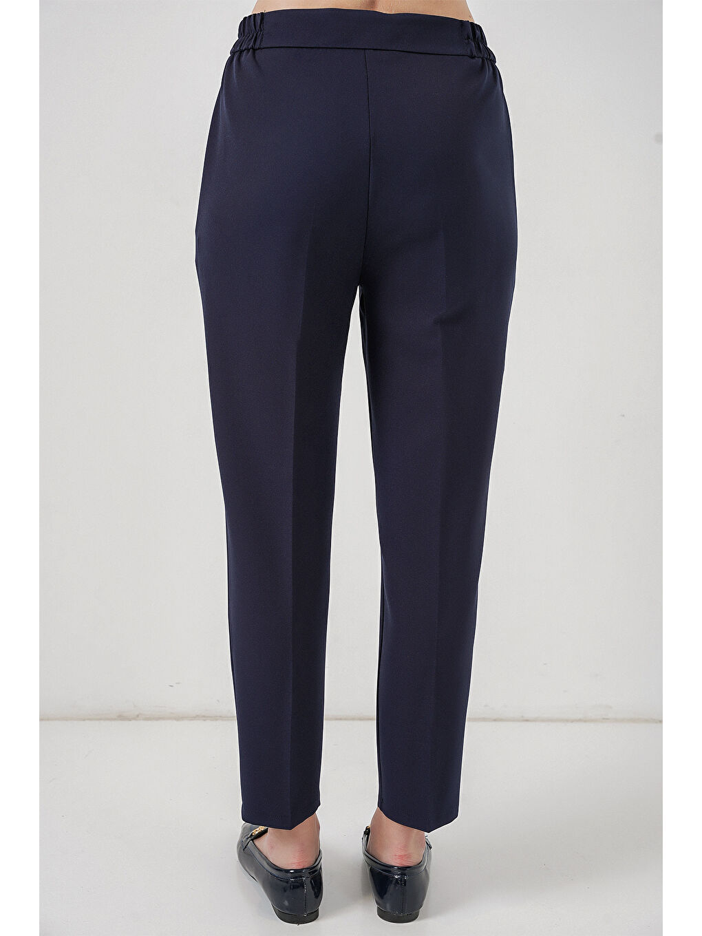 Kadın Beli Lastikli Kumaş Pantolon 30058 - Lacivert-5