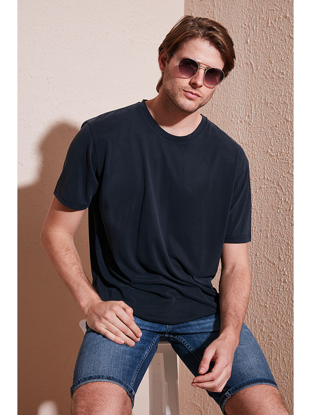 Antrasit Regular Fit Bisiklet Yaka Basic Erkek Tişört 5902924