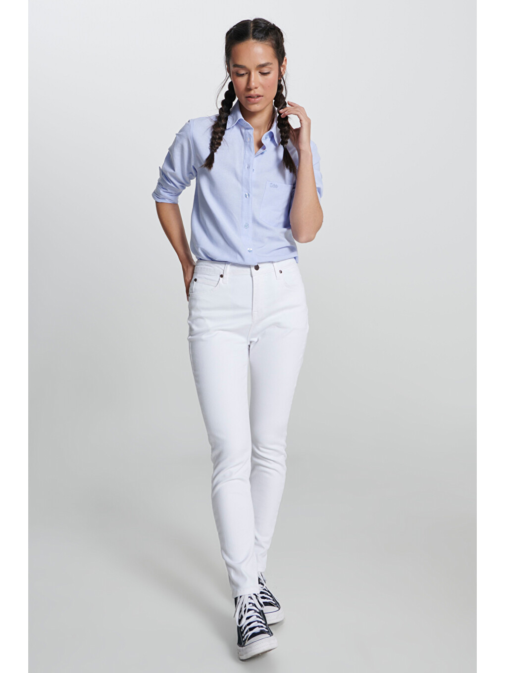 Scarlett High Rise Skinny Fit Dar Kesim Yüksek Bel Beyaz Esnek Jean Jean Pantolon