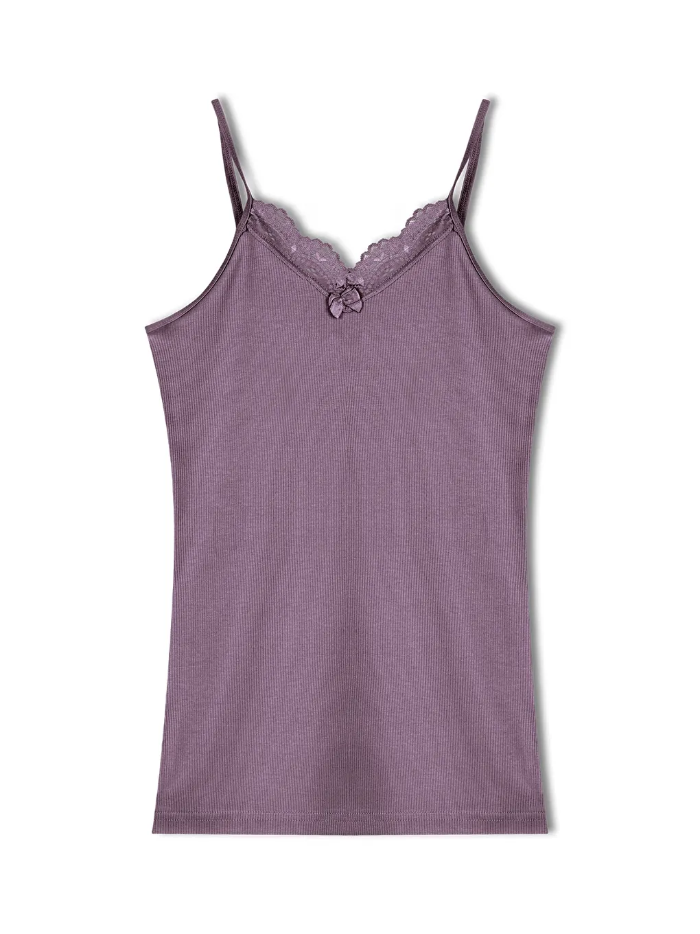 Mor Kaşkorse Yakası Dantel İnce Askılı Kadın Atlet