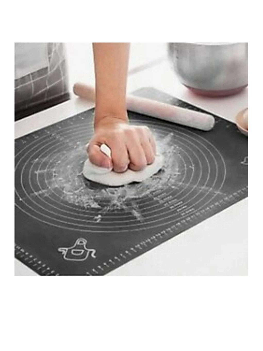 Antrasit 2'li Set 45x65 cm Silikon Hamur Açma Matı ve Kullan At Krema Torbası-1