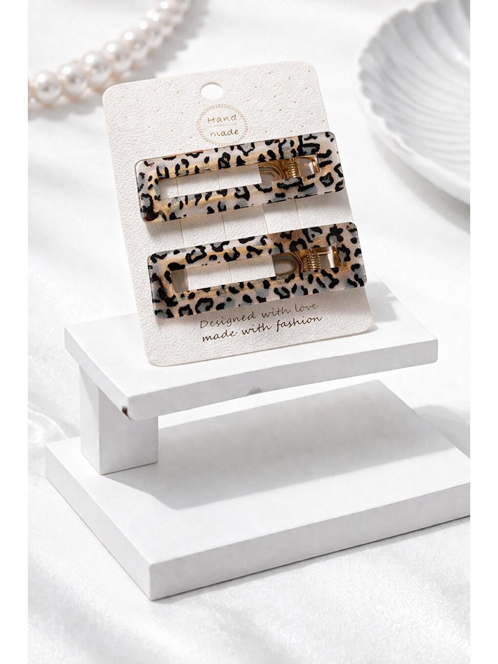 Pembe Leopar Desenler Lüks 6cm Pens Toka -2 Adet