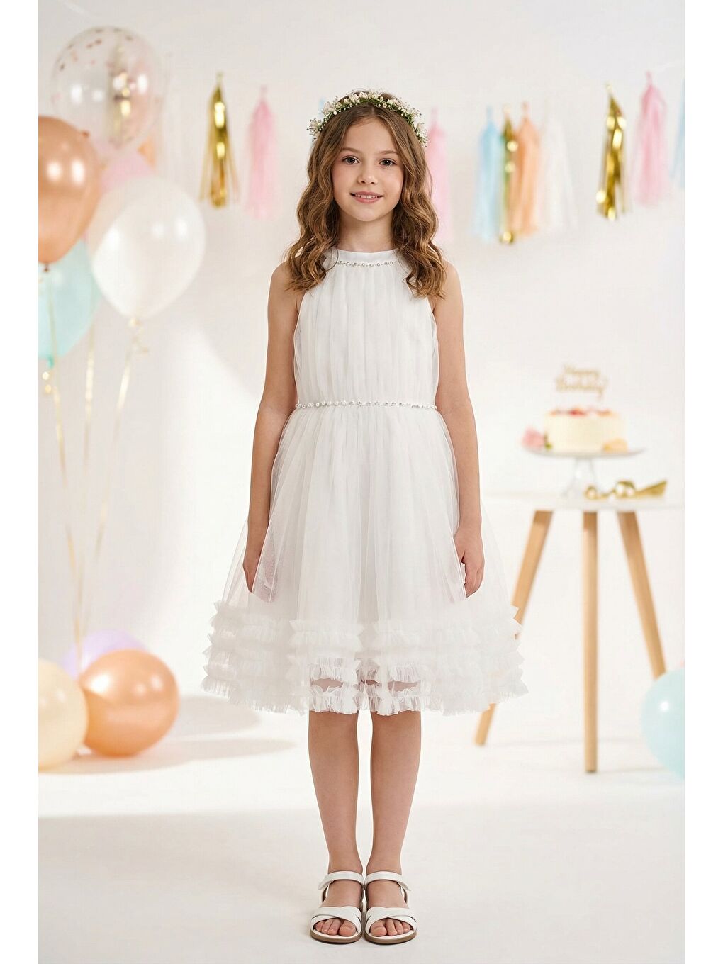 Ekru Kız Çocuk Abiye