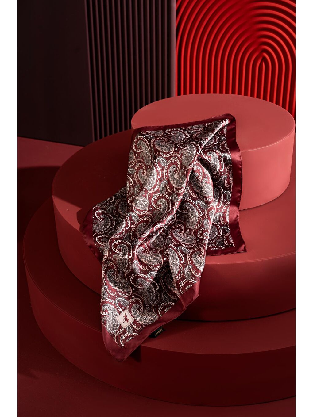 Bordo Kadın Şal Desen 55*55 cm Bandana & Fular