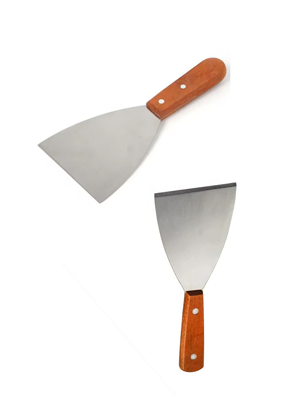 Gri Paslanmaz Çelik Ahşap Saplı Spatula 2'li  Set