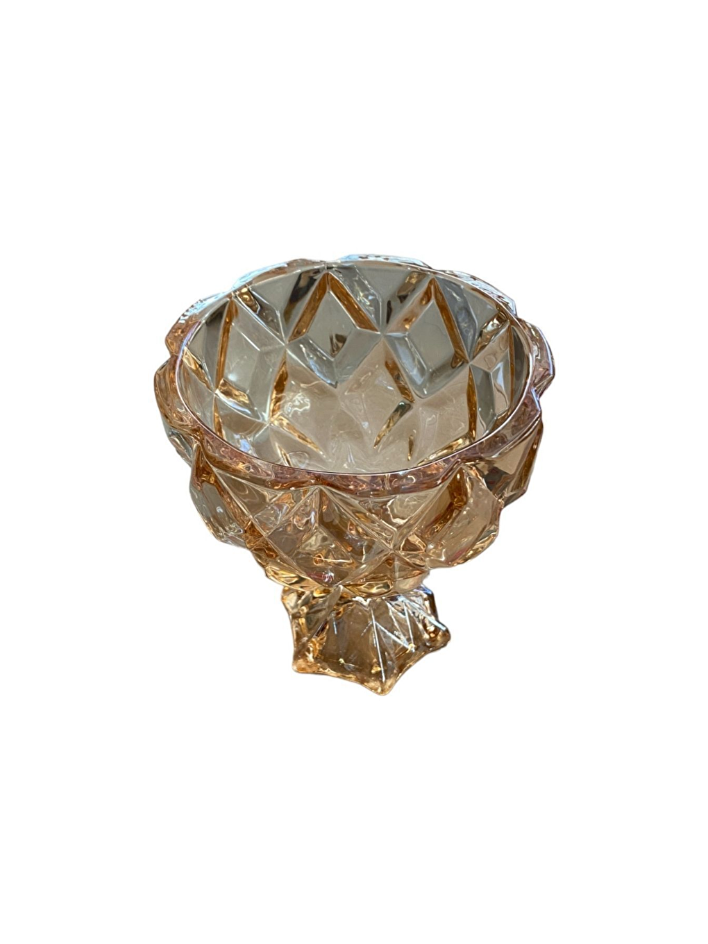 Bej Zarif Rose Gold Ayaklı Cam Kase-3